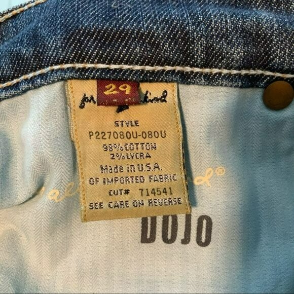 7 For All Mankind Dojo Distressed Crop Jeans In Blue Size 29 Retro Western - Picture 6 of 6